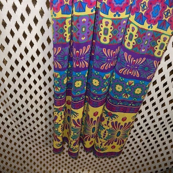 Long flowy boho maxi dress floral mosaic size S - Picture 3 of 5